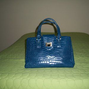 Kookjac Blue Caiman Textured Luxury Leather Handbag